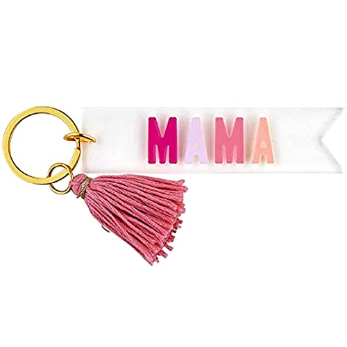 Santa Barbara Design Studio Acrylic Key Tag with Ring Colorful Tassel Keychain Accessory for Girls 4 x 1 Inches (Mama)