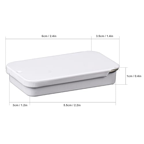 Image of 70 Pack White Slide Top Tin Containers, Mini Metal Tin Box with Slide Lid, Empty Lip Balm Containers for DIY Projects, Pills, Candies, Jewelry (2.36 x 1.34 x 0.43 Inch)