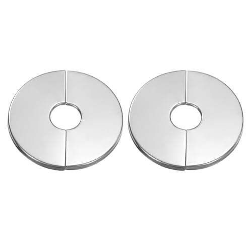 HARFINGTON 2pcs Wall Split Flange 0.67 (17mm) Stainless Steel Round Self-Adhesive Split Flange Pipe Cover Clip-on Escutcheon Collar for Floor Ceiling Bathroom Kitchen Toilet