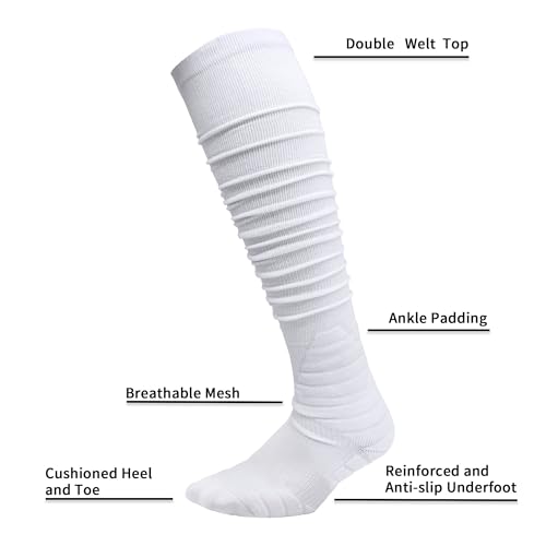 Scrunch Soccer & Football Socks, Extra Long Padded Sports Socks for Men & Boys2