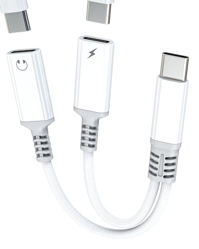 USB C Kopfh&ouml;rer Splitter(2in1)Type-C LadeKabel Doppelstecker Adapter AUX DAC Audio Ausgabe Buchse Anschluss Dual Port Cable Kompatibel f&uuml;r Samsung Handy Headphone Laptop Ladekabel Mikrofon f&uuml;r tp-2tp