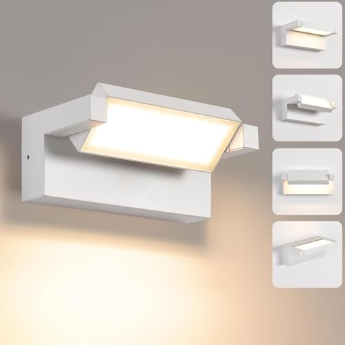 Dopa Dopastore Applique da Parete LED 21W con Paralume Inclinabile di 240° Lampada da Muro Design Moderno per Ambienti Esterni IP65 (Bianco)