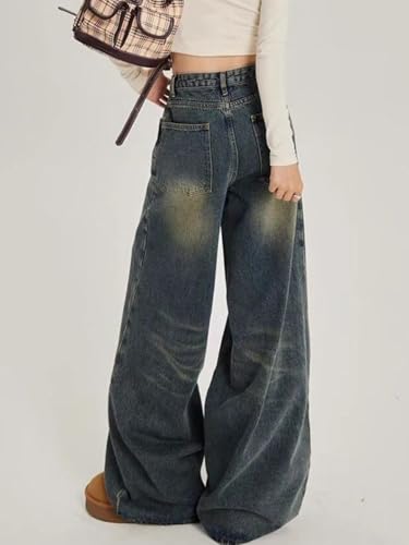Image of KOTTY Women Wide Leg Baggy Jeans High Waist Relaxed Fit Denim Casual Wear