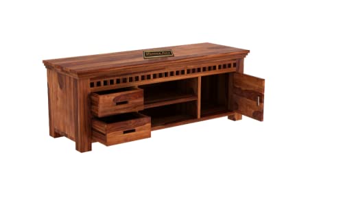 Image of THE WOODEN CITY Solid Sheesham Wood TV & Entertainment Unit for Living Room & Hotel Room and Office Furniture (Wood Finish 6)