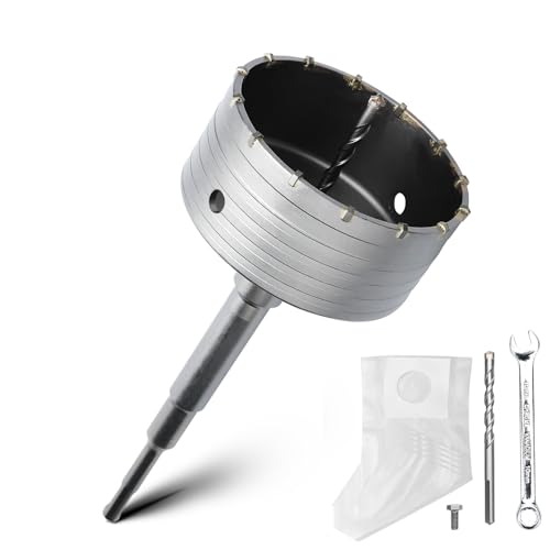Contenuto della confezione: 1 pezzo Corona per foratura con canale da 125 mm, 1 pezzo Adattatore SDS plus 220 mm (filetto M22), 1 pezzo Trapano di centraggio a 4 tagli da 8x110 mm