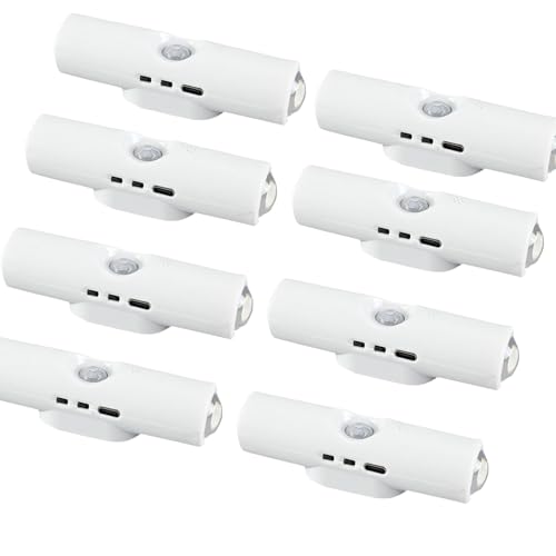 Rechargeable Smart LED Motion Sensor Ambient Light, Rechargeable Dynamic RGB LED Wall Lamp, Magnetic Mount, Punch-Free Color Changing Motion Sensor Light for Stairs, Wardrobe, Cabinet (8, RGB 7-Color)