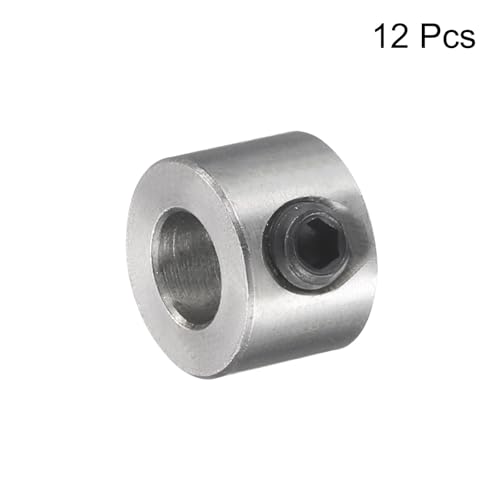 QUARKZMAN 12 Stück Satz-Scheibenkragen 5mm Bohrung Edelstahl Wellenkragen 10mm Außendurchmesser 7mm Breite Fahrwerksstopper Radkragen mit Innensechskantschlüssel
