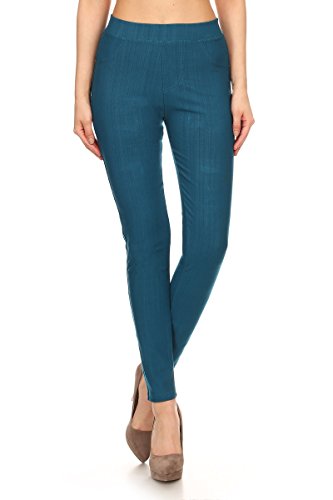 Image of Leggings Depot Women's Cotton Blend Stretch Pull-on Jeggings Casual Pants with Pockets (Available in Plus Size)