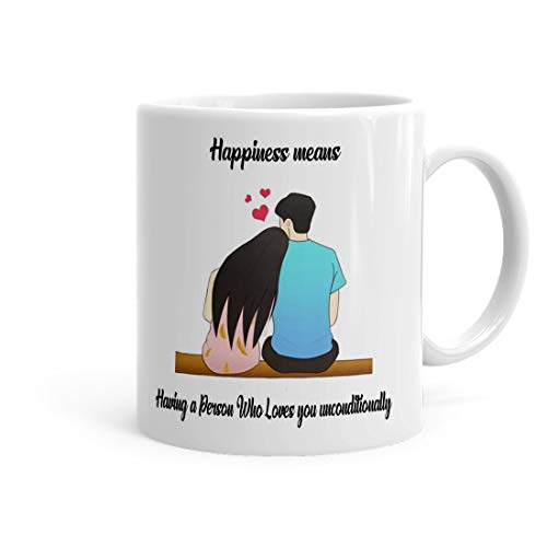 Happiness Means uncondition Love Quote Printed Coffee Mug(325 ml)...