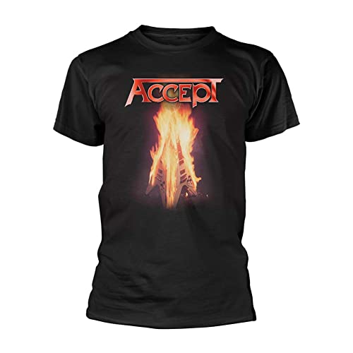 Camiseta Accept Flying V regular fit 100% algodón manga corta color negro para hombre