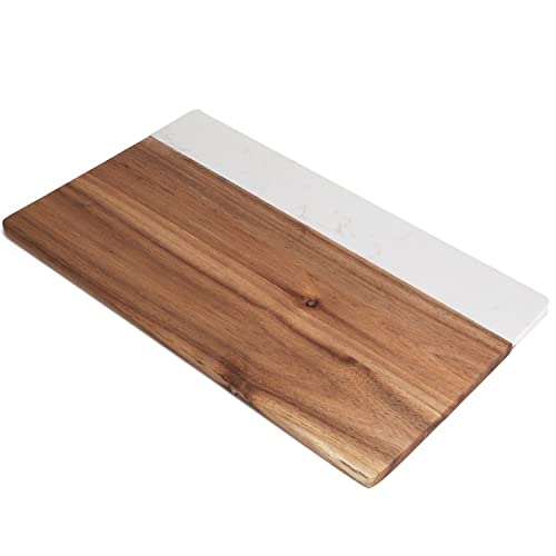 Uniharpa Schneidebrett, Akazienholz Schneidebrett Massivholz Marmor Spleißen Schneidebrett Haushalt Große Größe Schneidebrett für Fleisch Brot Früchte Cover