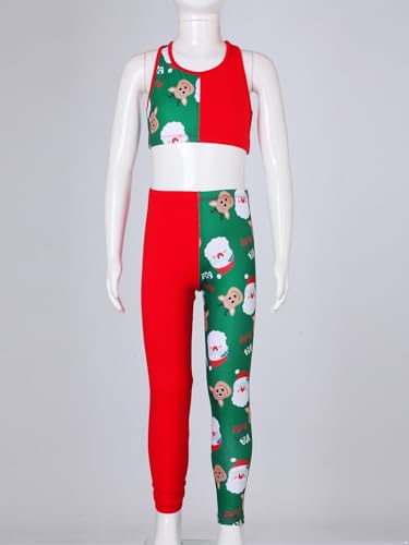 Kids Girls Christmas Santa Printed Tracksuits Sports Bra Crop Top with Leggings Gym Workout Outfits4