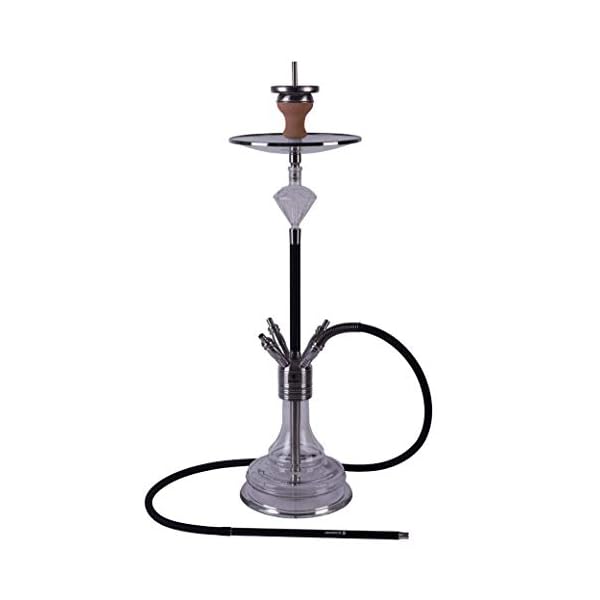 DIAMOND HOOKAH Premium Carbonado Shisha Set, Wasserpfeife Shisha Edelstahl Komplettset mit 4 Anschlüsse/Schläuche. 18/8…