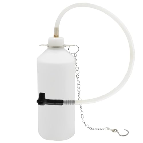 SuQurtom 1L Brake & Clutch Fluid Bleeding Bottle with Hanging Hook, Leak-Proof Brake Bleeder Bottle with 70cm Tube and Rubber Connector Adaptor, Fits Most Bleeder Screws to Collect Brake Fluid
