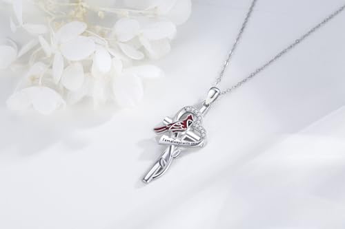 Cross Necklace Sterling Silver Four Leaf Clover/Cardinal/Hummingbird/Dragonfly/Key/Mustard Seed Religious Cross Pendant Jewelry Christian Gifts for Women Men4