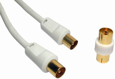 rhinocables Coaxial TV Aerial Cable with Gold-Plated Connectors, White, 3m
