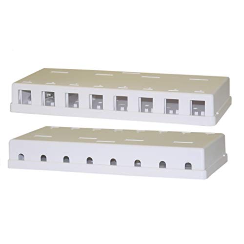 8 Port Keystone Jack Surface Mount Box, White, Surface Mount Box for Networking, Home Theatre, Security/Surveillance, Cablewholesale by CableWholesale - Used condition - US$6.69