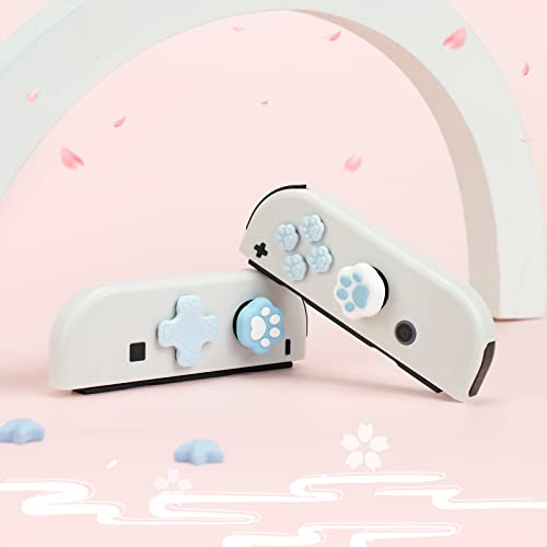 Image of GeekShare Silicone Cat Paw Button Caps Thumb Grips Set, Joystick Cover Caps Compatible with Switch /OLED - Blue