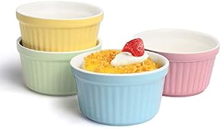 Soufflé Moulds, Pack of 4 Creme Brulee Bowls, Pie Mould, 180 ml, Small Casserole Dishes Suitable for Kitchen Baking (color)
