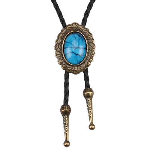 Image of GelConnie Native American Bolo Tie Rodeo Cowboy Leather Necktie Western Necklace Costume Accessories for Men,Women