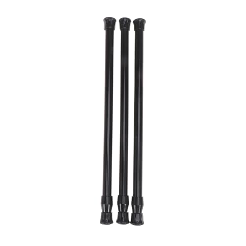 Cabilock 3pcs Adjustable Shower Curtain Tension Rods, 11.81-19.69 Inches High Carbon Steel Telescopic Pole, Cupboard Bars Spring Tension Rods for Shower, Door, Window, Closet, Black