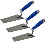 DEWEPRO 3er Set Putzkelle Berner Form 145x80x55mm – Edelstahl Stuckkelle Mit Ergonomischem 3-Komponenten-Griff – Kleine Maurerkelle Für Putz, Stuck & Mörtel – Profi Werkzeug Für Präzises Arbeiten