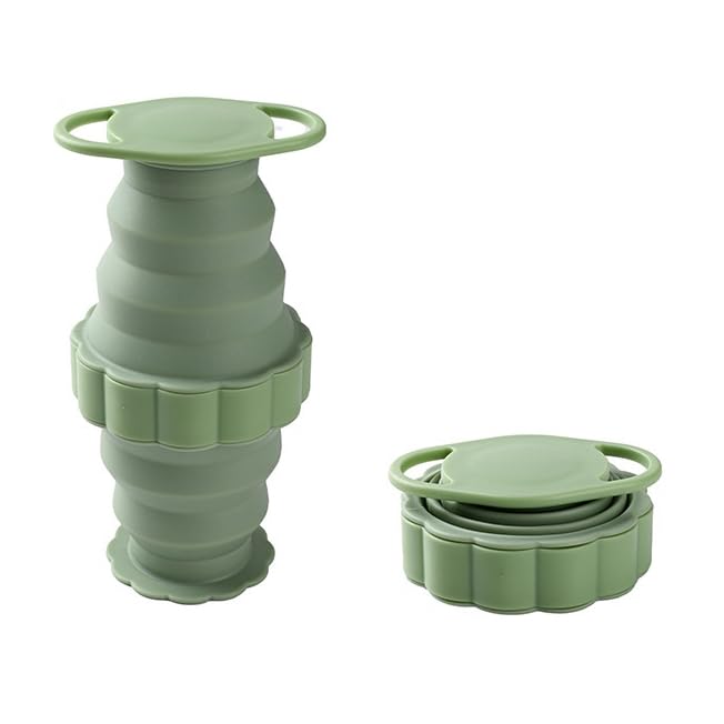 Bottiglia D'acqua Sportiva Pieghevole in Silicone A Forma Di Fiore Portatile Per Viaggi All'aperto,Verde,9 * 9 * 17 cm