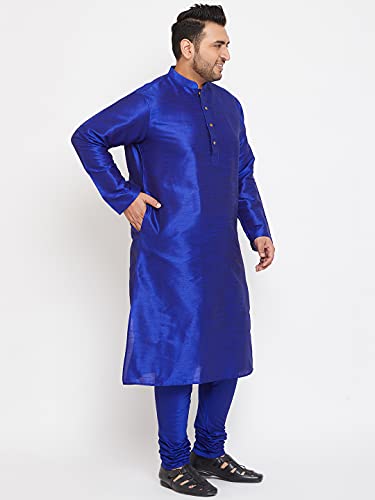 Image of VASTRAMAY Plus Size Men's Aqua Blue Silk Blend Kurta (VPlus SizeMK001AQ 44)