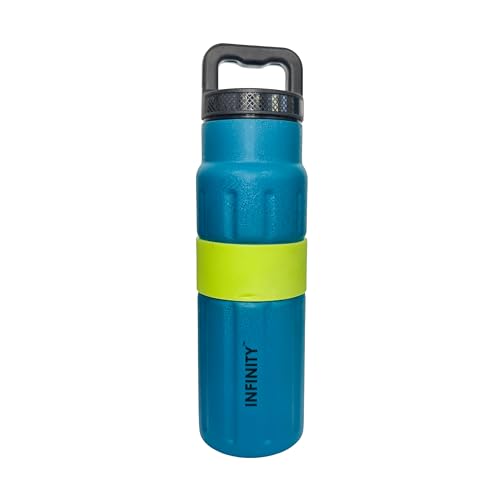 Image of Infinity Nutty Hot Cold Double Wall Vacuum Flask Stainless Steel Bottle with Wide Mouth (Steel Blue)