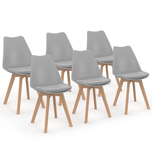 IDMarket - Lot de 6 chaises scandinaves SARA Gris Clair pour Salle à Manger