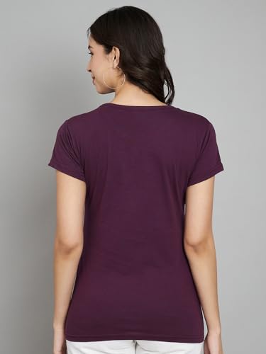 Image of Women Cotton Regular Fit Round Neck T-Shirt (Simply)