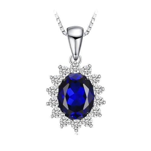 HOWADIAHAU 人工ブルーサファイア ルビー 模造エメラルド 925スターリングシルバー ペンダントネックレス レディースチェーン用