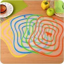 Image of SHRI MODESHWARI ENTERPRISE Non-Slip Cutting Board with Red Concentric Circle Pattern|White| Kitchen Chopping MatThin| Clear| Small Size 23 x 42cm| Anti-Skid Kitchen Cutting Mat (1, Malti Colour)