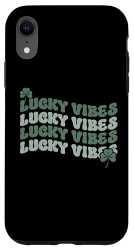 Carcasa para iPhone XR Retro Groovy St Patricks Day Lucky Vibes Frases duplicadas