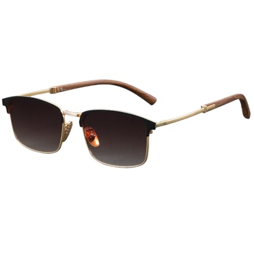 Lunettes de soleil rétro demi-montures aux finitions premium or