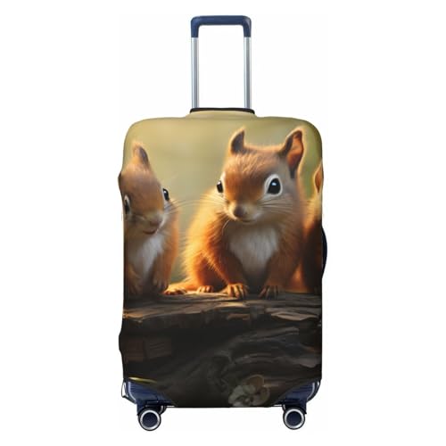 Cute Funny Squirrel Travel Luggage Cover for Suitcase Anti-Scratch Fashion Suitcase Protector Washable Elastic Baggage Covers Fits 25-28 Inch Luggage for Travel Beach Holiday