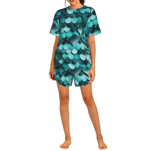 Pyjama sirène femme ensemble manches courtes et short homewear décontracté