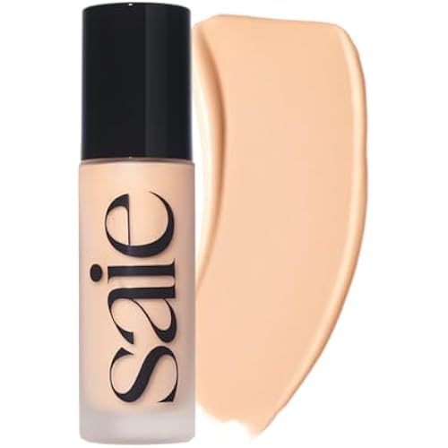 Saie Glowy Super Skin Tint Liquid Foundation - Weightless + Dewy Foundation with Lightweight Medium Coverage - Hydrating Face Makeup + Skin Care Serum Hybrid with Hyaluronic Acid - Shade 8 (1.01 oz)