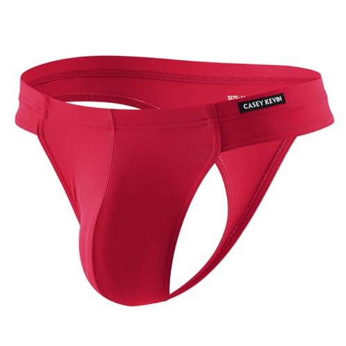Casey Kevin Men's Ice Silk Thongs Underwear Bulge Pouch G-Strings Brief Underwear for Men T-Back Bikini