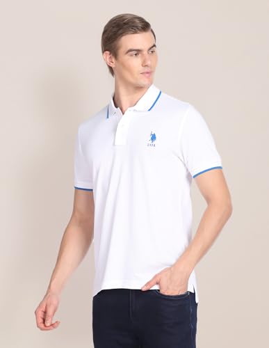 Image of U.S. Polo ASSN. Striped Slim Fit Polo T Shirts for Men - 100% Cotton, Half Sleeves Mens Tshirt