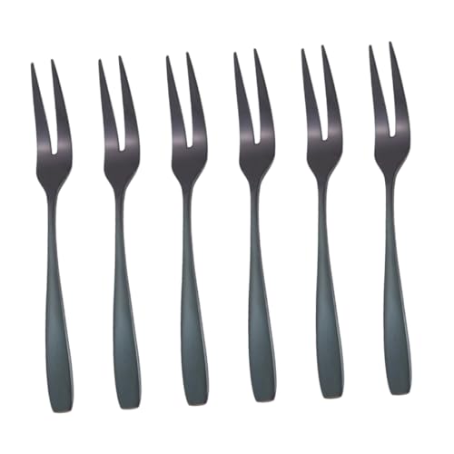 ABOOFAN 6pièces Fourchettes à Dessert Acier Inoxydable Dents Mini Pics pour Salade de Fruits pour Fêtes Lot