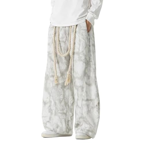 Autumn Wide Leg Pants Men Chinese Style Printed Casual Pants Male Sports Baggy Trousers