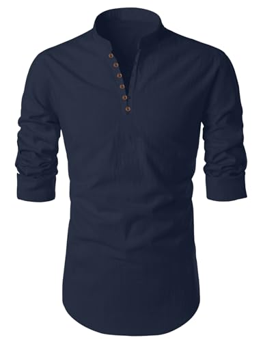 Image of FINIVO FASHION Men's Cotton Blend Regular Full Sleeve Straight Short Kurta Shirt, Casual and Formal Wear