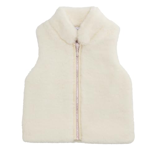 Mud Pie baby-girls Mud Pie Kids Girl Ivory Fur Zip Vest