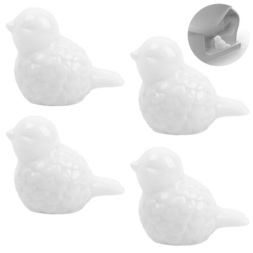 Framad 4 Pack Toilet Bolt Covers Decorative, No Tools Required Easy Installation Porcelain Ceramic Bird Toilet Knob Caps