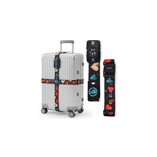 Image of Travelkin Luggage Straps TSA Approved, Suitcase Straps with TSA Lock | Adjustable, Cross luggage belt strap, combination lock, Travel,Reinforced Buckle,multiple colors, locking suitcase belt