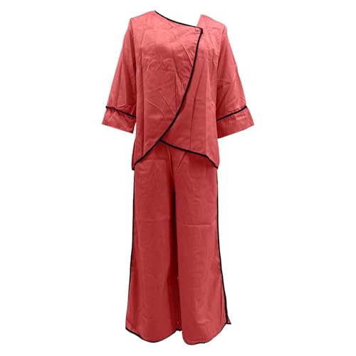 Ensemble deux pièces décontracté pantalon large à rayures - 4