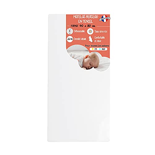 Modulit - Matelas Bébé 40x80 en Tencel, Déhoussable et Lavable, Fabrication Française Cover