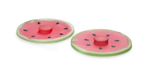 Charles Viancin - Set of 2 Watermelon 4” Silicone Drink Covers - Airtight Seal on Any Smooth-Rimmed Glass, Keep Drinks Cool or Hot - BPA-Free - Oven, Freezer, Dishwasher Safe