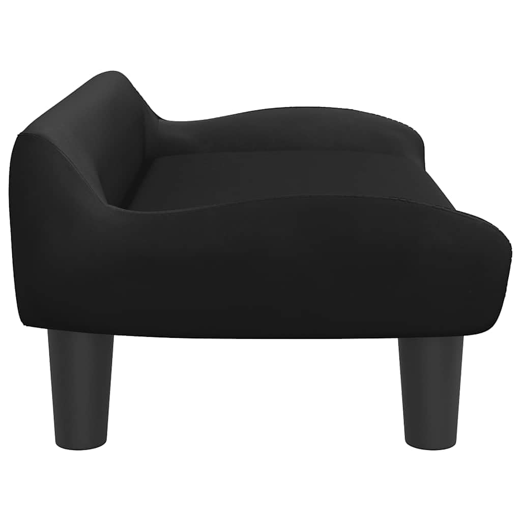 Sofa dziecięca czarna z aksamitu, 70 x 40 x 24 cm, tapicerka piankowa z ramą z drewna sosnowego, do pokoju dziecięcego, do zabawy, siedzenia i relaksu